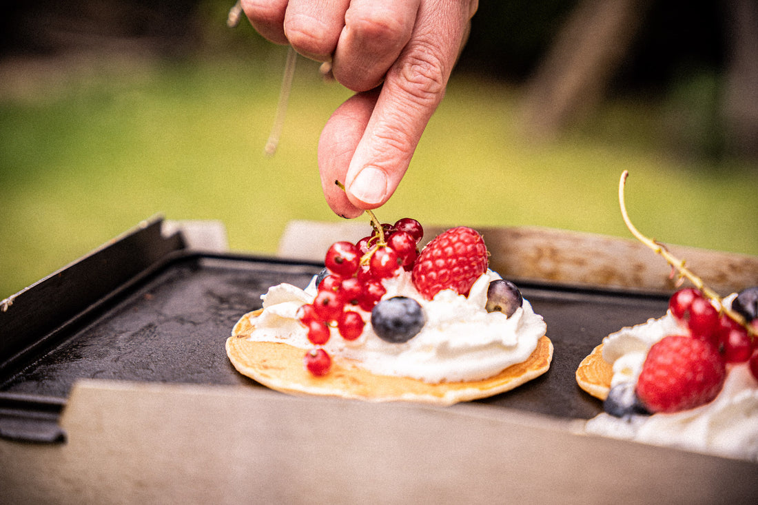 SKOTTI Sunrise Pancakes with Berries & Whipped Cream